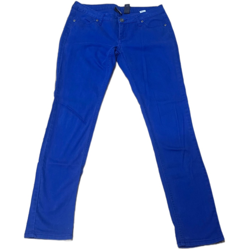 City Streets Womens Royal Blue Studded Skinny Jeans Size 7 Low Rise Stretch